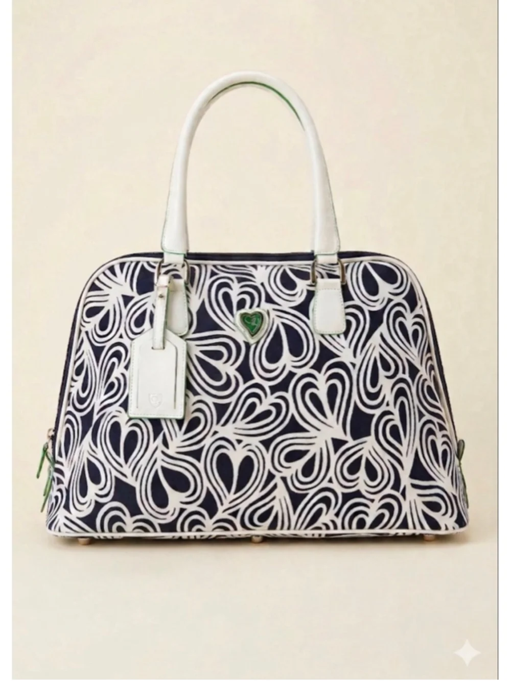 DIANE von FURSTENBERG Satchel One Size Navy White Heart Print